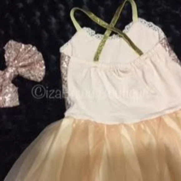 Rose Gold Sequin Tulle Dress with Matching Headband  1239RG NWT Boutique - Picture 2 of 2